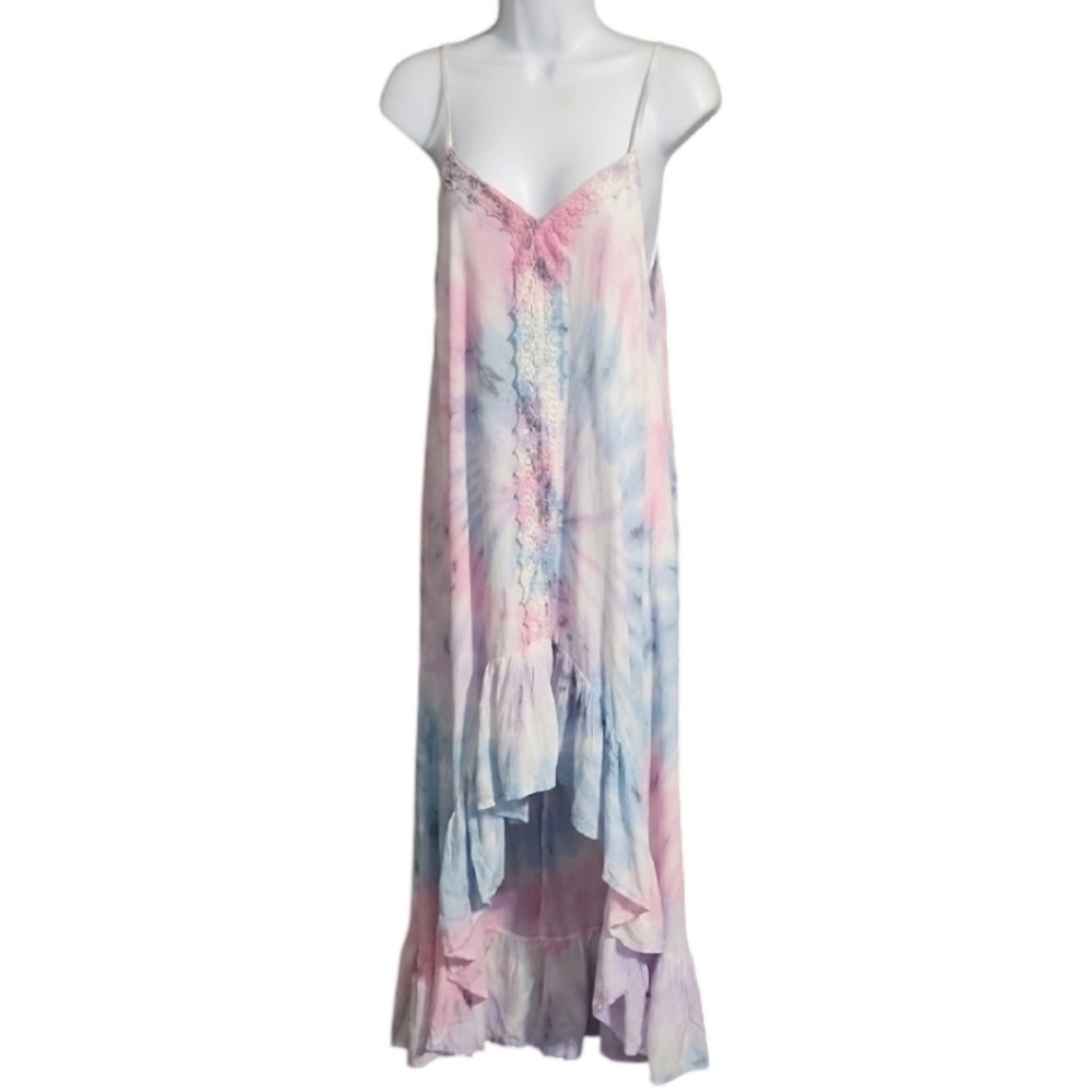 Raviya Pastel Tie Dye High Low Maxi Dress Swim Cover Up NWT